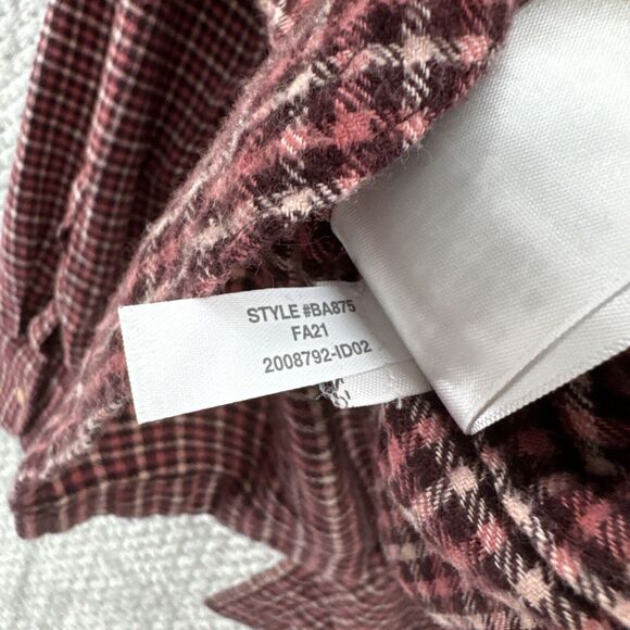 J CREW Classic Flannel Button Up Shirt Women S Prairie Check Red Collared Pocket - Picture 9 of 12